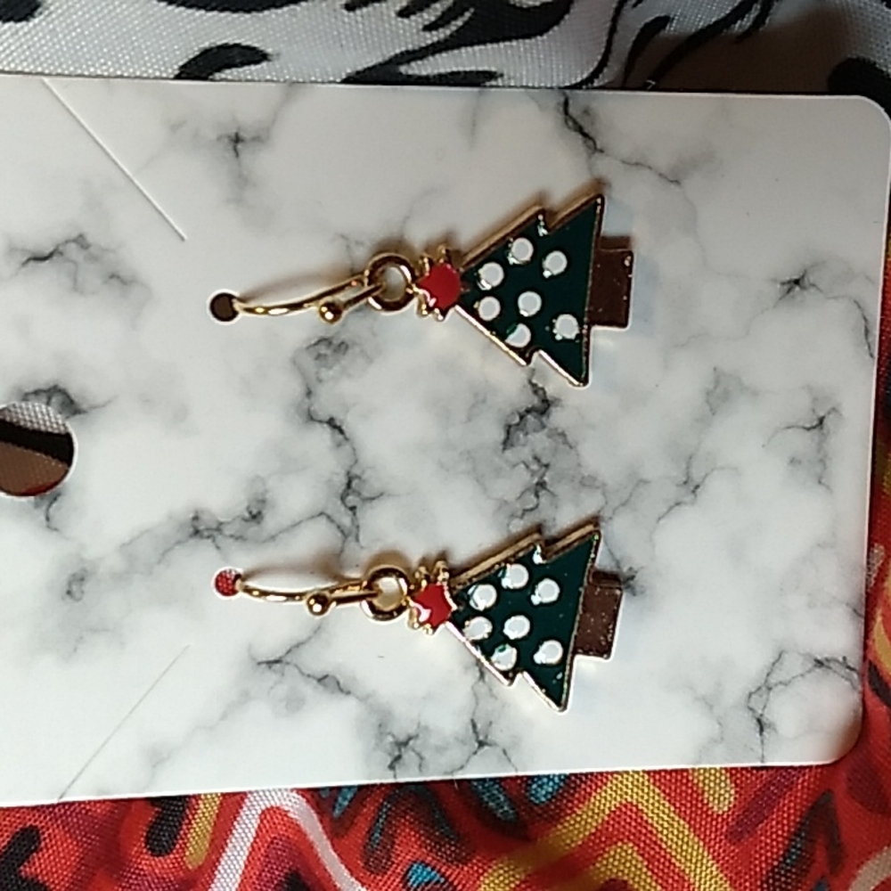 Hypoallergenic earrings Christmas Tree Earrings. .5 x 3/4 inches